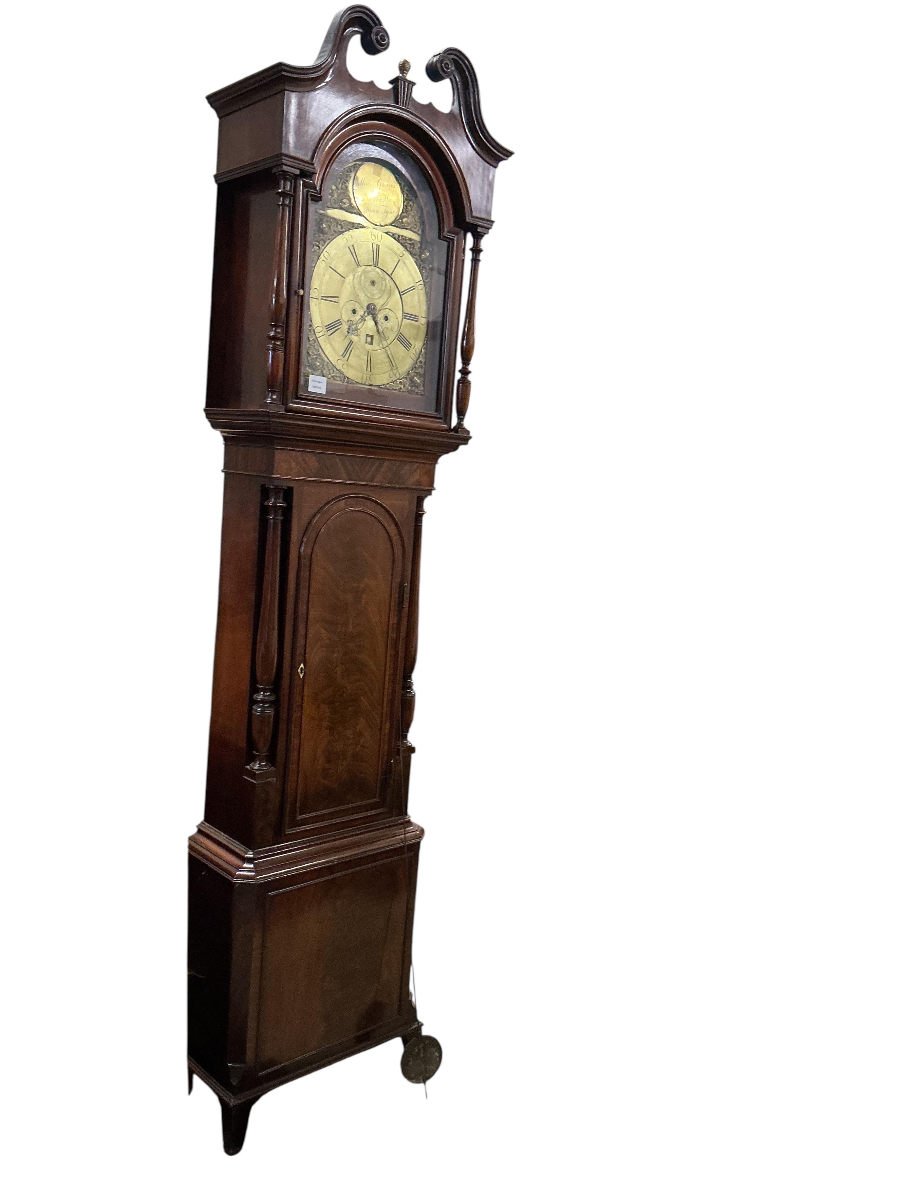 An early 19th century mahogany longcase clock by William Greaves, Newcastle upon Tyne, height 226cm